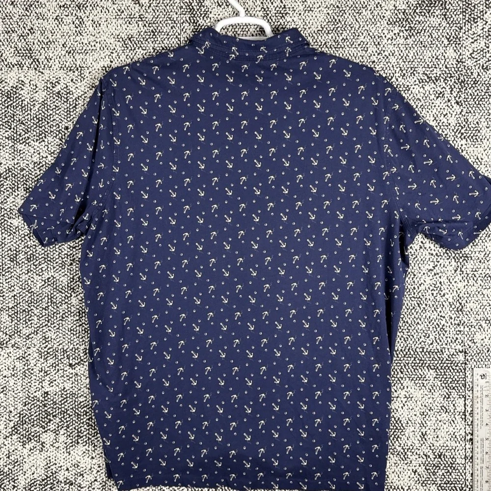 Polo Ralph Lauren Short Sleeve Polo Shirt Mens XL Anchor‎ Print r67 Blue